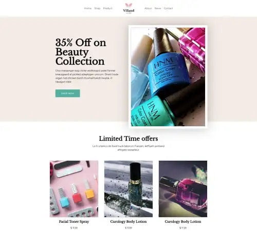 Beauty Shop website example