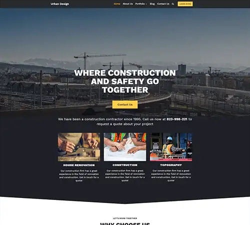 Construction Company Website Design Example