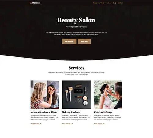 Makeup Website Design Example
