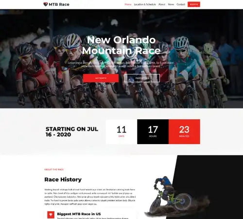 Mountain Biking Race website example