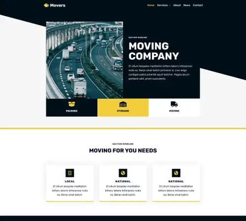 Moving Company Website Design Example