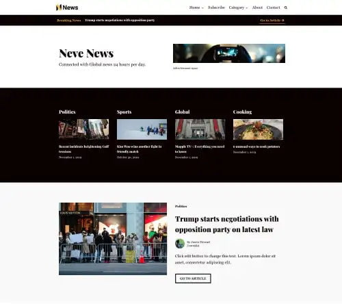 News Magazine Website Design Example