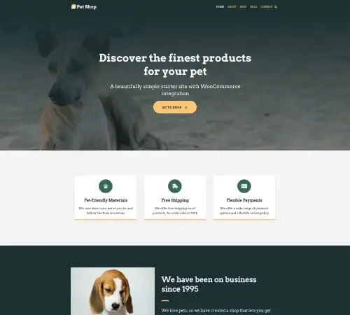 Pet Shop eCommerce website example