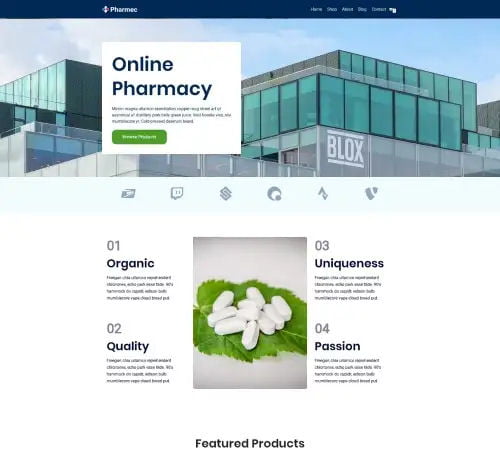 Pharmacy Website Design Example