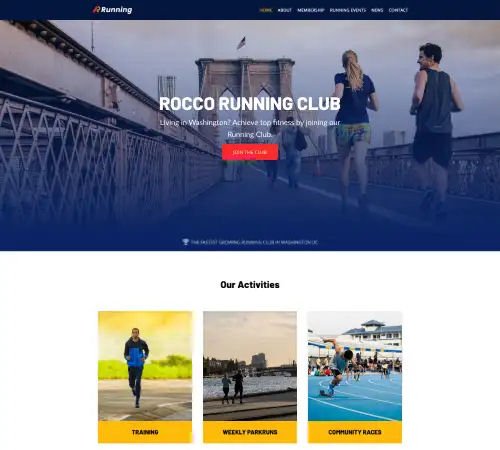 Running Club Website Design Example