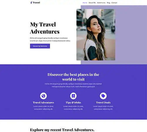 Travel Website Design Example