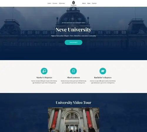University website design example