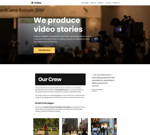 Video Agency Website Design Example