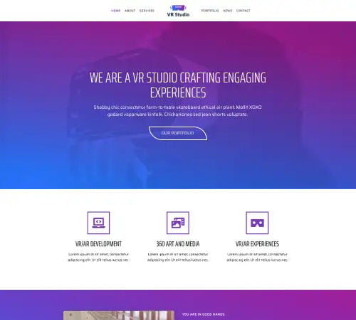 VR Studio custom website design