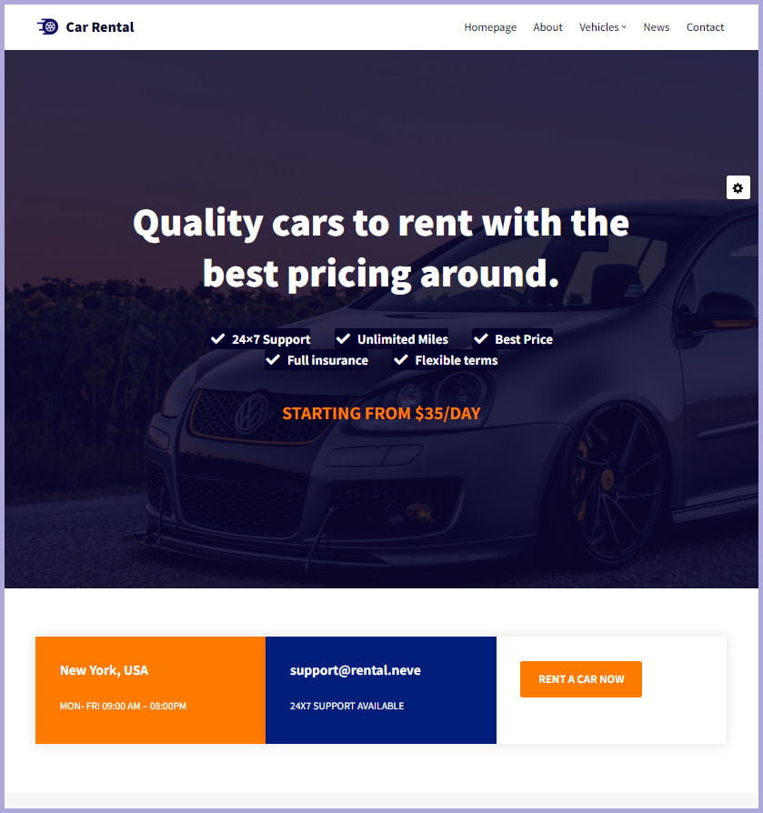 Car Rental Website Template