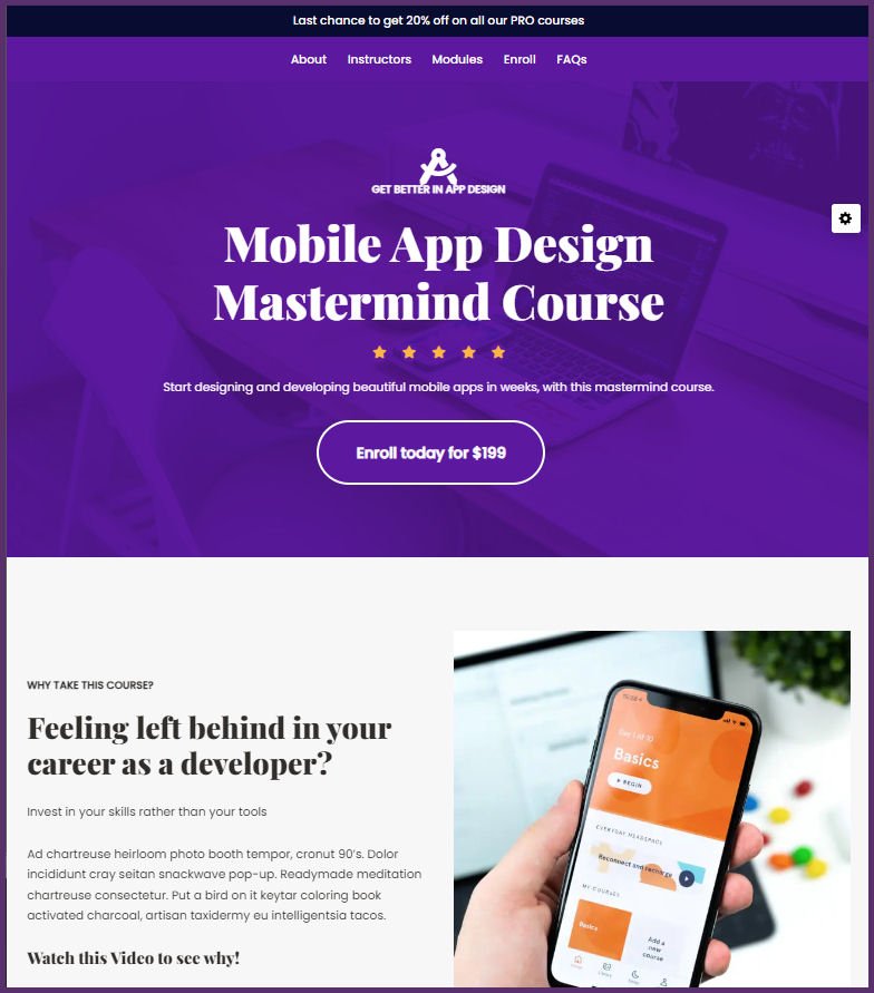 Educational Course Website Design