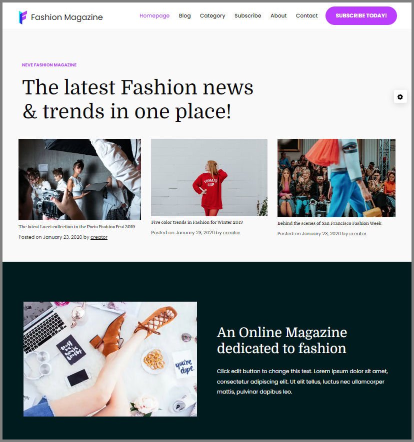 Fashion Magazine Website Designer
