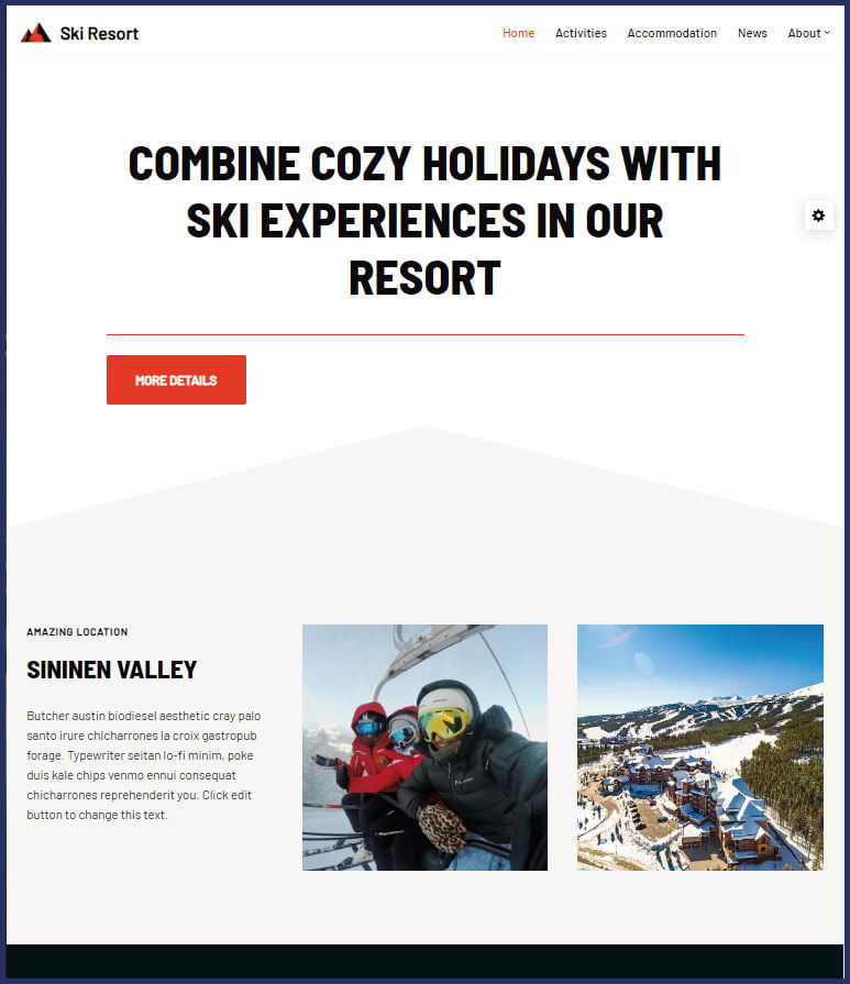 Website Design for Ski Resort