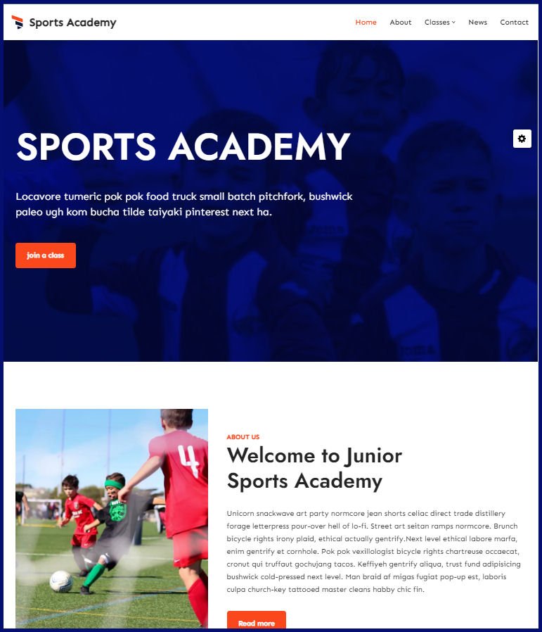 Website Design for Sports Academy
