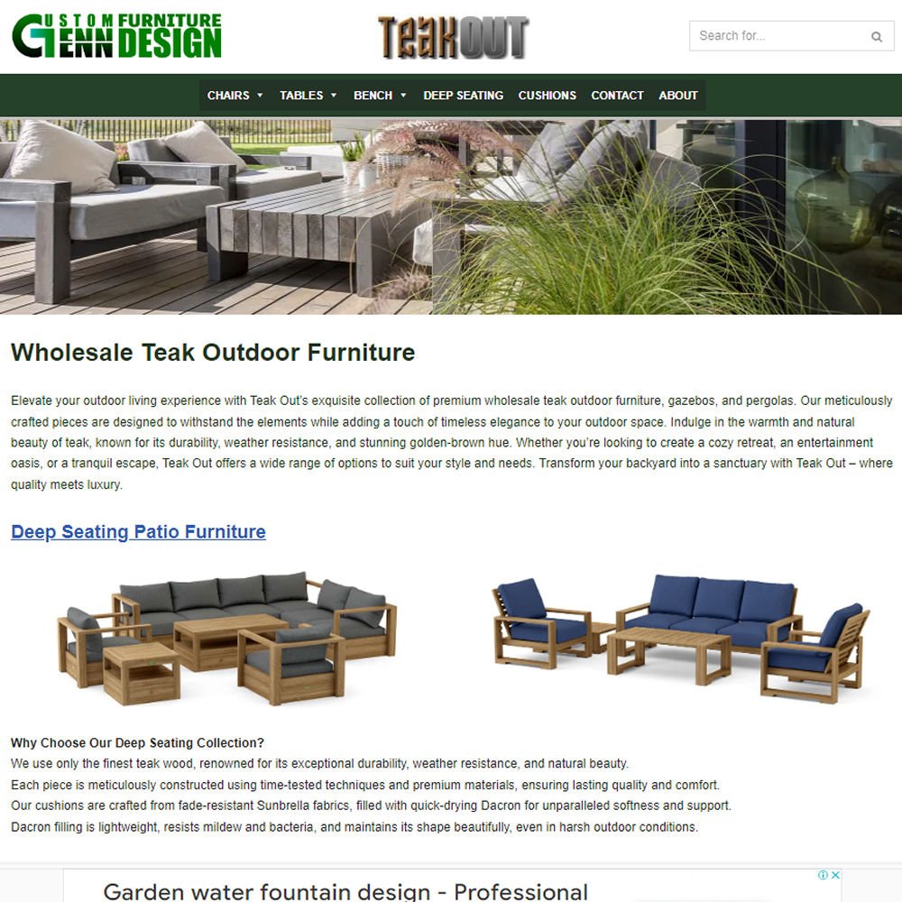 Teak furniture website design
