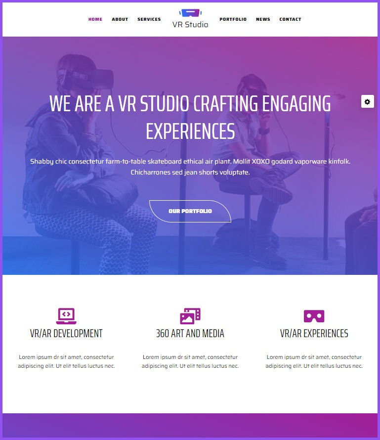 Website Design for VR Studio